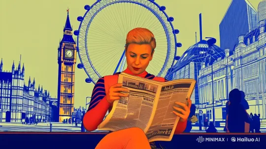 Vibrant Vector Art: London Street Scene with Focused Reader – AI Generated Video | Hailuo AI