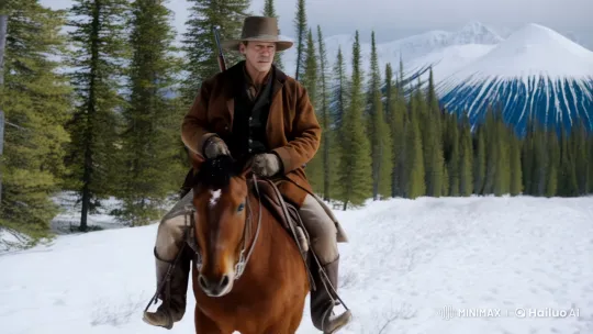 Rugged Cowboy's Solitary Journey Through Snowy Wilderness – AI Generated Video | Hailuo AI