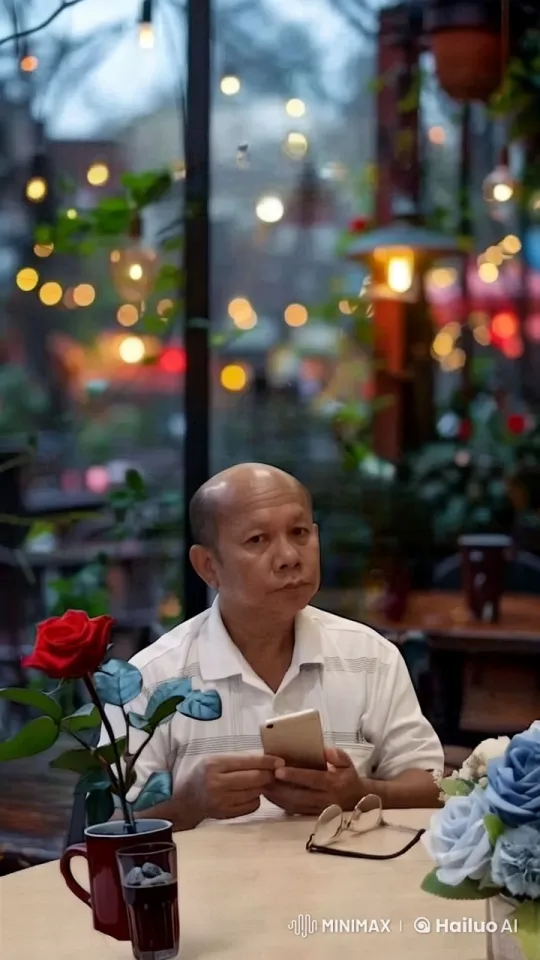 Cozy Café Ambiance with Man on Smartphone – AI Generated Video | Hailuo AI
