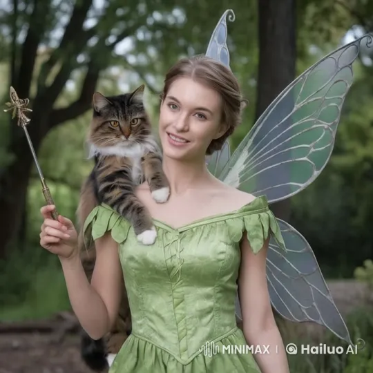 Fairy Interacts with Cat, Turns to Dust – AI Generated Video | Hailuo AI