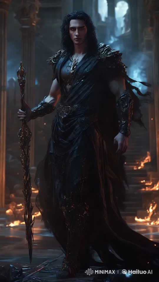 Dark Gothic Character in Ancient Hall with Detailed Armor – AI Generated Video | Hailuo AI