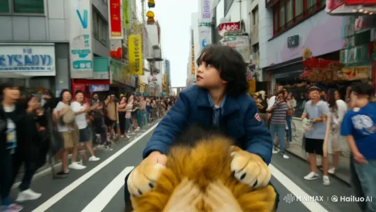 Boy and Majestic Lion Conquer Tokyo Streets – AI Generated Video | Hailuo AI
