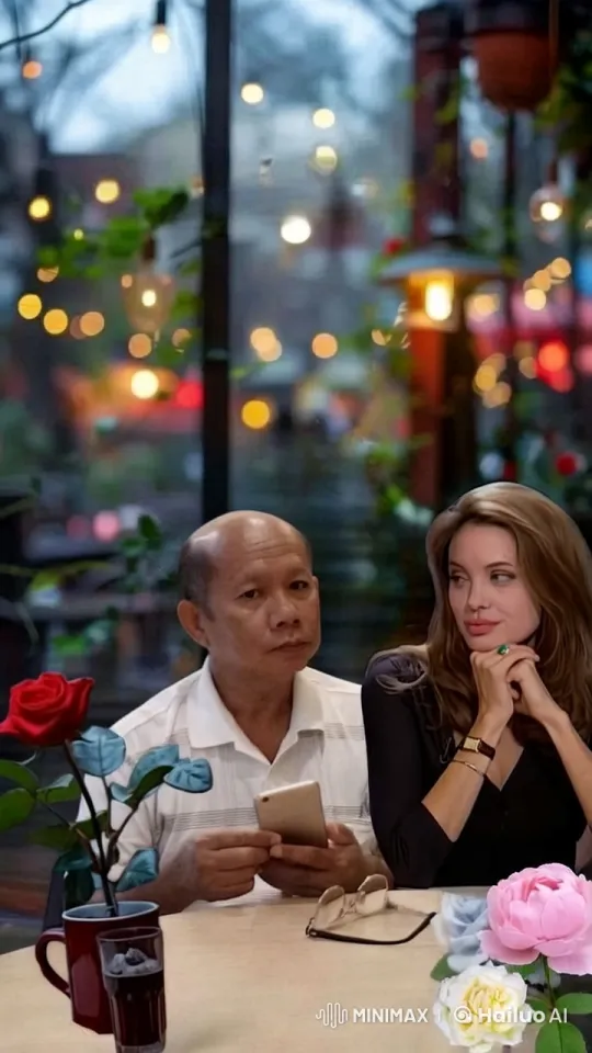 Romantic Café Scene with Loving Gaze and Bokeh Lights – AI Generated Video | Hailuo AI