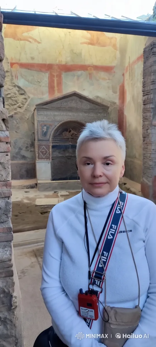 Modern Visitor Amidst Ancient Decorated Wall – AI Generated Video | Hailuo AI