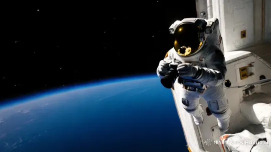 Astronaut Photographing Earth in Space – AI Generated Video | Hailuo AI
