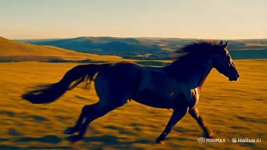 Graceful Horse in Golden Meadow at Sunset – AI Generated Video | Hailuo AI