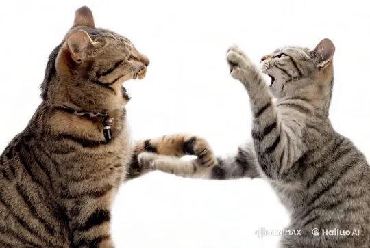 Playful Cats Engage in Dynamic Interaction – AI Generated Video | Hailuo AI