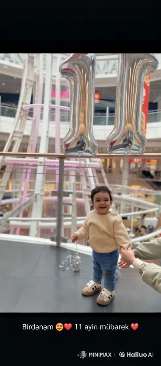 Baby Celebrates 11-Month Milestone at Shopping Mall – AI Generated Video | Hailuo AI