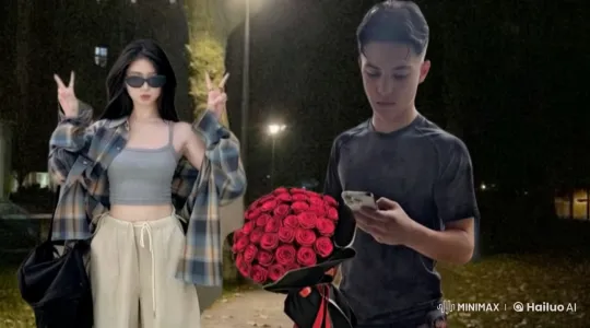 Romantic Embrace Captured in Night's Soft Glow – AI Generated Video | Hailuo AI