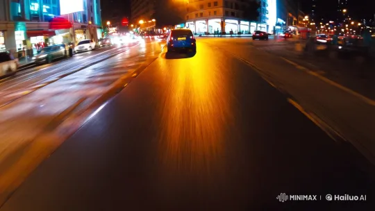 High-Speed Night Drive Through Neon Cityscape – AI Generated Video | Hailuo AI
