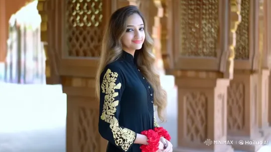 Elegant Woman Showcases Grace in Traditional Attire – AI Generated Video | Hailuo AI