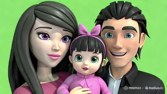 Joyful Family Portrait with Playful Baby – AI Generated Video | Hailuo AI