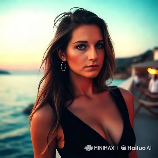 Woman Walks Gracefully on Seaside Promenade at Sunset – AI Generated Video | Hailuo AI