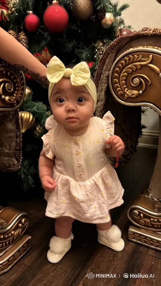 Baby Girl Delights with Christmas Tree Dance and Kung Fu Moves – AI Generated Video | Hailuo AI