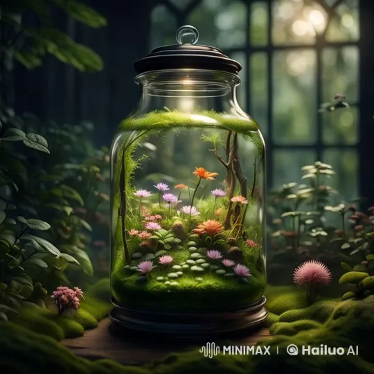 Enchanted Terrarium: A Serene Glass Garden Scene – AI Generated Video | Hailuo AI
