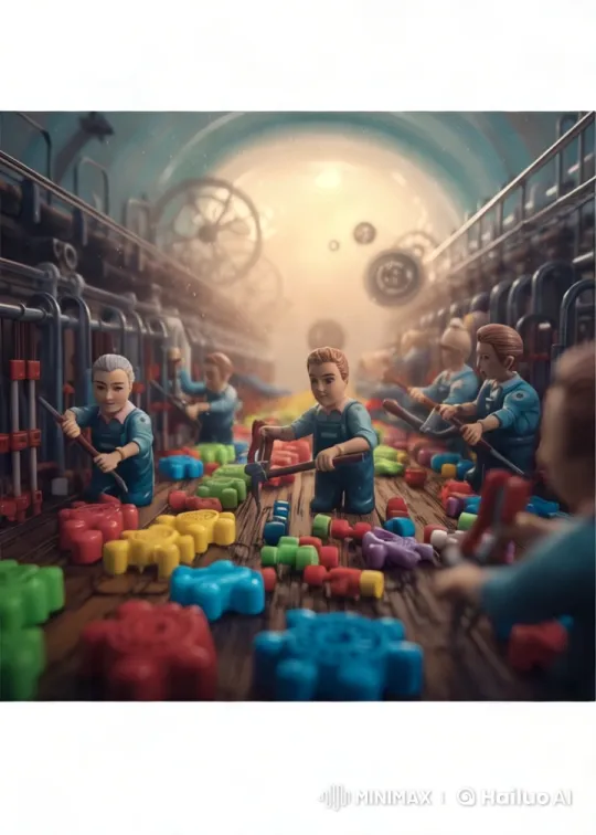 Industrial Workshop: Workers Assemble Gears with Precision – AI Generated Video | Hailuo AI