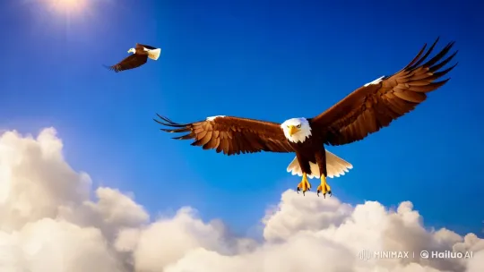 Graceful Eagle Soars in Pixar-Style Sky – AI Generated Video | Hailuo AI