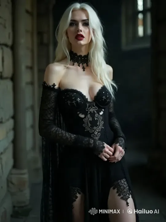 Vampire Fangs Revealed on Woman's Face – AI Generated Video | Hailuo AI