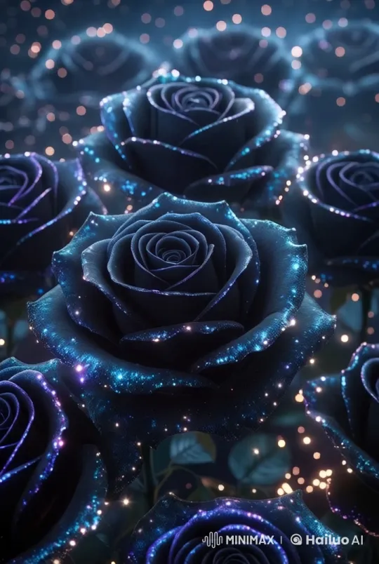 Midnight Roses: Enchanted Garden Under Cosmic Glow – AI Generated Video | Hailuo AI