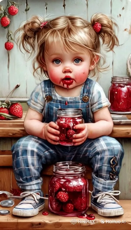 Blonde Girl Enjoys Strawberries in Rustic Setting – AI Generated Video | Hailuo AI