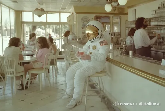Astronaut in a Retro Diner: An Unusual Encounter – AI Generated Video | Hailuo AI