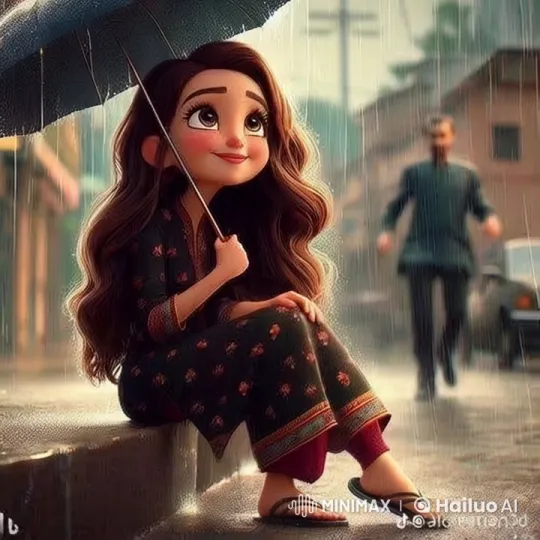Charming Girl Enjoying Rain with Serene Expression – AI Generated Video | Hailuo AI