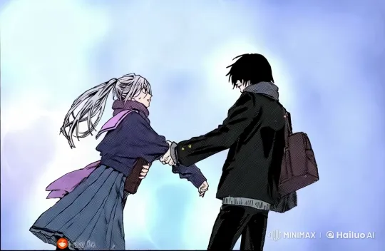 Silver-Haired Girl and Boy Holding Hands in Motion – AI Generated Video | Hailuo AI