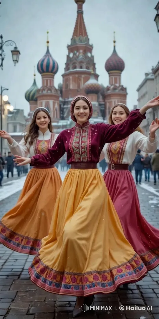 Russian Dancers in Snow: Joyful Motion and Grace – AI Generated Video | Hailuo AI