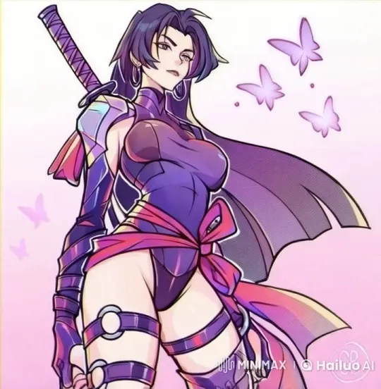 Female Warrior in Sexy Pose with Butterflies - Live2D Animation – AI Generated Video | Hailuo AI