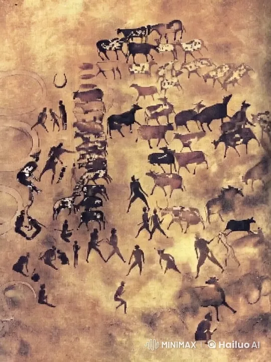 Animated Cave Painting: Ancient Shepherds and Herds – AI Generated Video | Hailuo AI