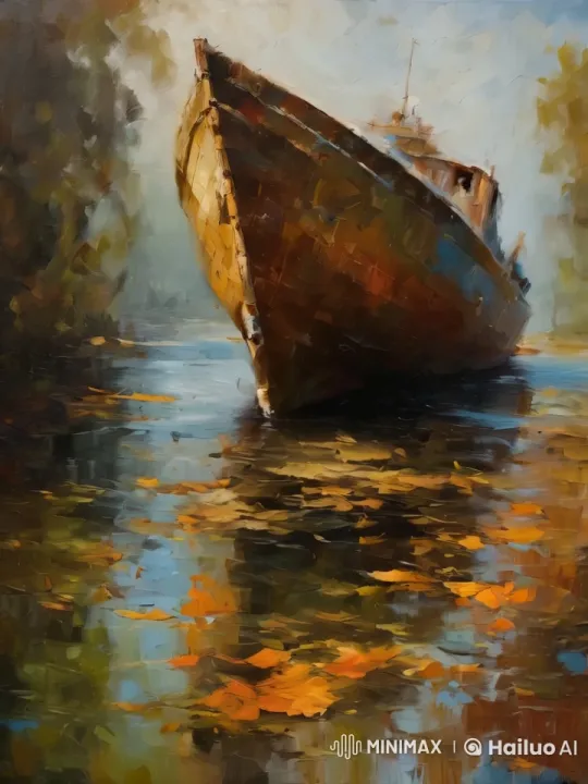 Rustic Ship Reflects Autumnal Serenity – AI Generated Video | Hailuo AI
