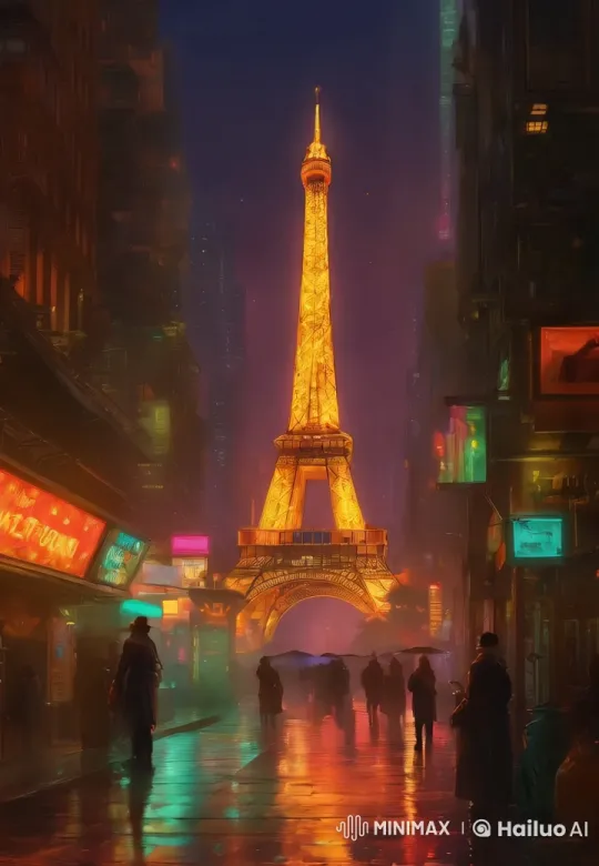 Futuristic Paris: Neon Streets Meet Classic Eiffel Tower – AI Generated Video | Hailuo AI