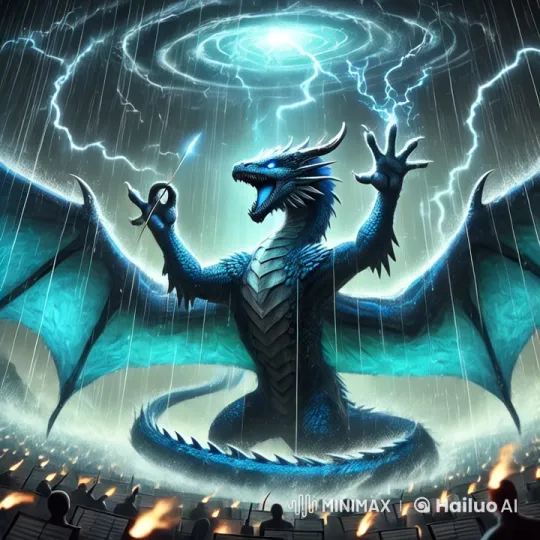 Dragon Conducts Lightning Symphony Orchestra – AI Generated Video | Hailuo AI