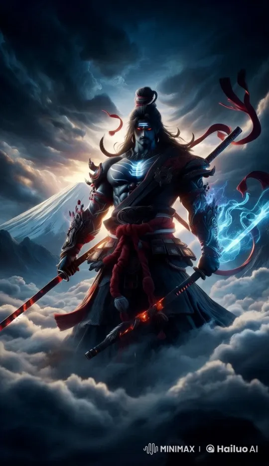 Epic Warrior in Mystical Sky Amidst Dark Clouds – AI Generated Video | Hailuo AI
