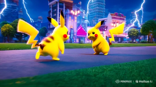 Pikachu Battle in Masara Town with Dynamic Camera Work – AI Generated Video | Hailuo AI