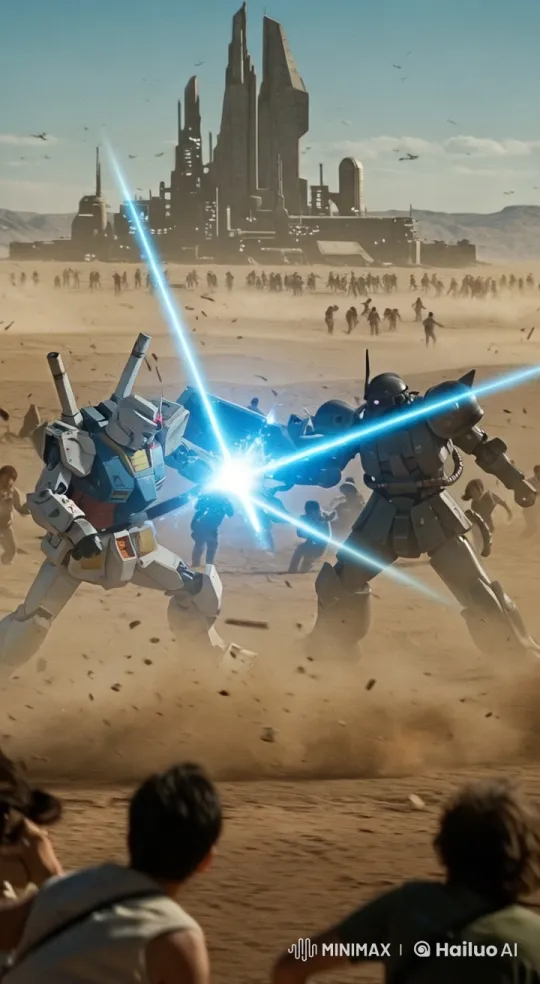 Futuristic Robots Battle in Desert Landscape – AI Generated Video | Hailuo AI