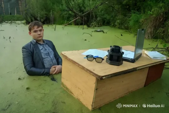Man Retrieves and Eats Apple from Swamp – AI Generated Video | Hailuo AI