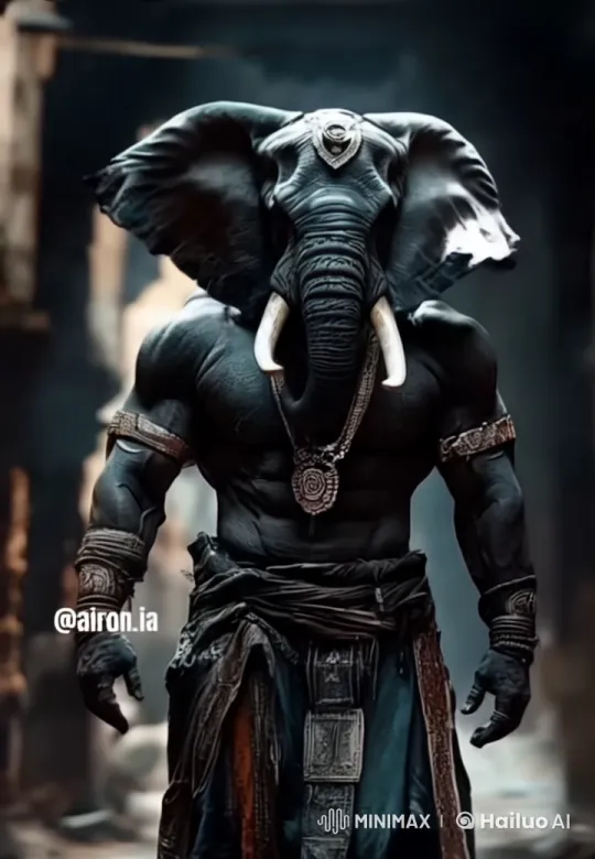 Mystical Elephant Figure in Ancient Temple Setting – AI Generated Video | Hailuo AI