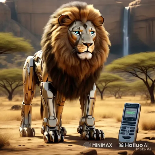 Robotic Lion Showcases Engineering in Desert Scene – AI Generated Video | Hailuo AI