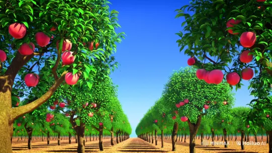 Monkey Harvests Peach in Sunlit Orchard Animation – AI Generated Video | Hailuo AI