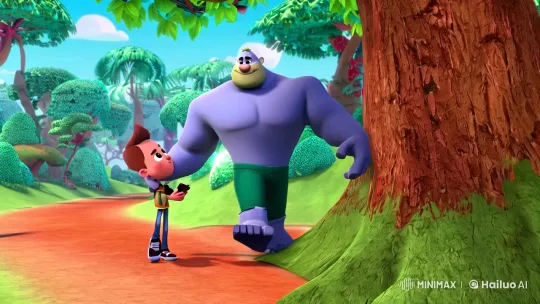 Ramsy and Giant Jerom Confront a Lion in the Jungle – AI Generated Video | Hailuo AI