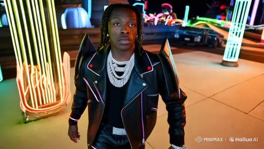 Cyberpunk Fashion: Confident Man in Futuristic Style – AI Generated Video | Hailuo AI