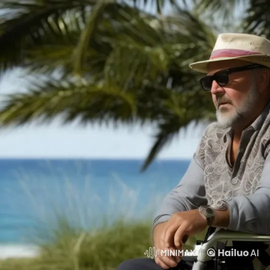 Elderly Man Enjoying Coastal Serenity with Nurse – AI Generated Video | Hailuo AI