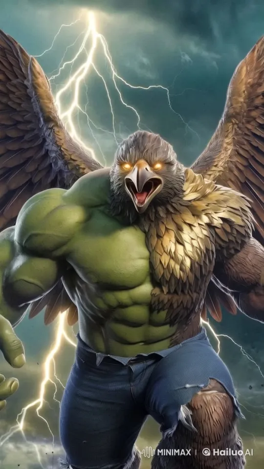 Angry Eagle Creature Expresses Rage in Stormy Sky – AI Generated Video | Hailuo AI