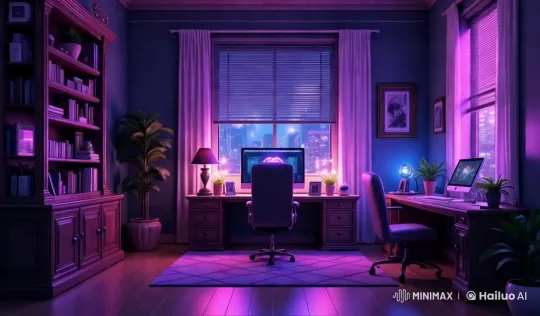Elegant Home Office Aesthetic with Cityscape View – AI Generated Video | Hailuo AI