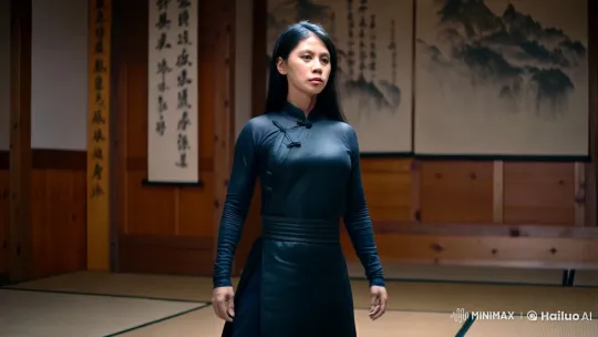 Female Martial Artist in Intense Kung Fu Battle – AI Generated Video | Hailuo AI
