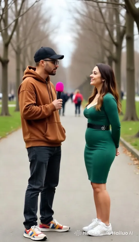 Young Couple Interview in Stylish Park Setting – AI Generated Video | Hailuo AI