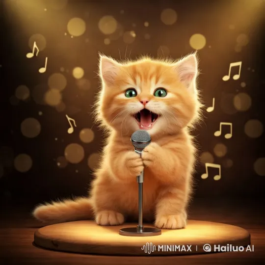 Golden-Furred Kitten: Born Star Singer Captivates Hearts – AI Generated Video | Hailuo AI