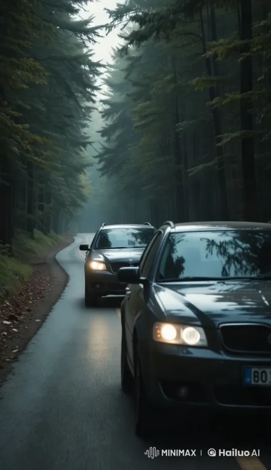 Misty Forest Car Chase with High Aesthetic Tension – AI Generated Video | Hailuo AI