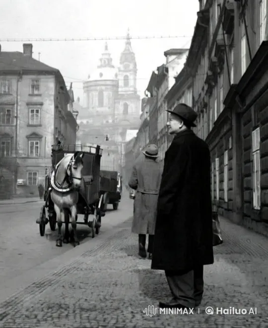 Prague Street Performers: Man Tap Dancing, Horse Advancing – AI Generated Video | Hailuo AI